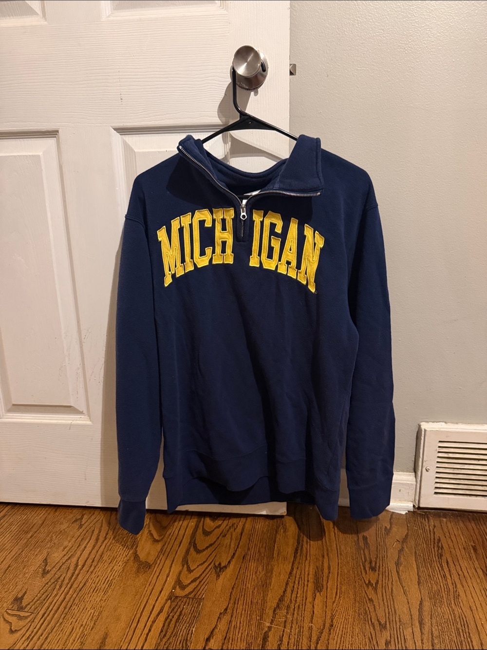 ZZs Navy Half-Zip Sweatshirt with Yellow Michigan Applique